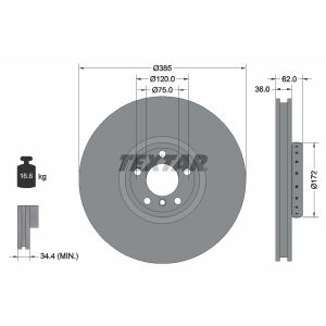 Disco de travão, ventilado/altamente carbonizado TEXTAR 92266525, Vorne, 1 Stück