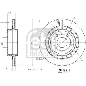 Disco de freno FEBI BILSTEIN 43812 hinten, ventilado , 1 Pieza