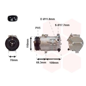 Kompressor för luftkonditionering VAN WEZEL 3700K418