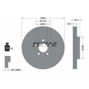 Disque de frein TEXTAR 92160005 avant, ventilé, hautement carbonisé, 1 pièce