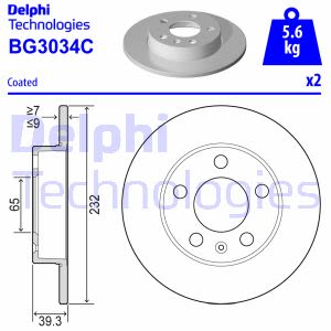 Remschijf DELPHI BG3034C terug, compleet, 2 stuk