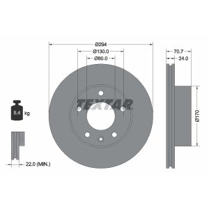 Disque de frein TEXTAR 92153400 avant, ventilé, 1 pièce