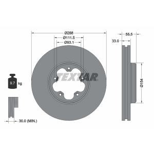 Disco de freno TEXTAR 93260603 vorne, ventilado , 1 Pieza