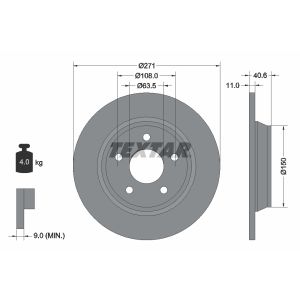 Disque de frein TEXTAR 92303503 à l'arrière, plein, 1 pièce