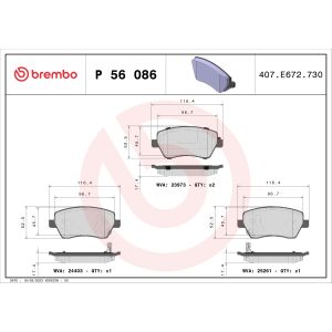 Bremsbelagsatz PRIME LINE BREMBO P 56 086