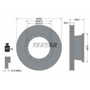 Disque de frein TEXTAR 93142900 avant, ventilé, 1 pièce