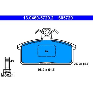 Bremsbelagsatz, Scheibenbremse ATE 13.0460-5720.2