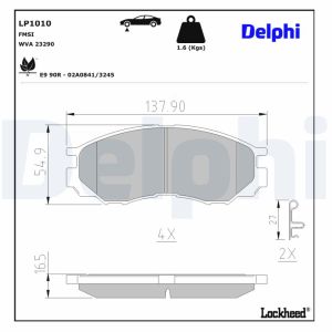 Bremsbelagsatz, Scheibenbremse DELPHI LP1010