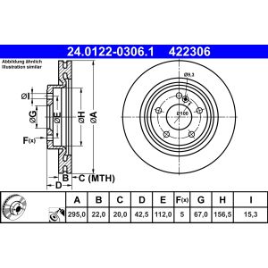 Disque de frein ATE 24.0122-0306.1 à l'arrière, ventilé, hautement carbonisé, 1 pièce