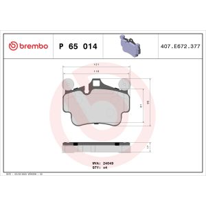 Levyjarrun jarrupalasarja BREMBO P 65 014