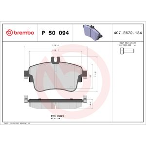 Bremsbelagsatz BREMBO P 50 094, Vorne