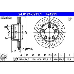 Disco de freno ATE 24.0124-0211.1 vorne, ventilado , altamente carbonizado, 1 Pieza