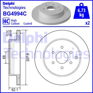 Bremsscheiben DELPHI BG4994C hinten, belüftet, voll, 2 Stück