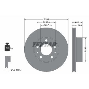 Disco freno TEXTAR 92305203 anteriore, ventilato, 1 pezzo