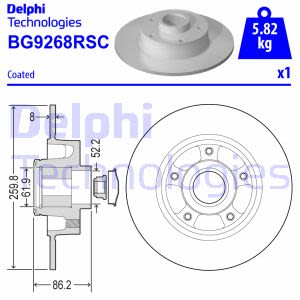 Disco de freno DELPHI BG9268RSC hinten, macizo, 1 Pieza