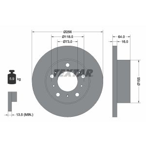 Disco freno TEXTAR 92034400 anteriore, completo, 1 pezzo