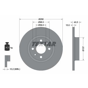 Disco freno TEXTAR 92041503 anteriore, completo, 1 pezzo