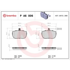 Levyjarrun jarrupalasarja BREMBO P A6 006