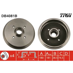 Tambor de freno TRW DB4081B