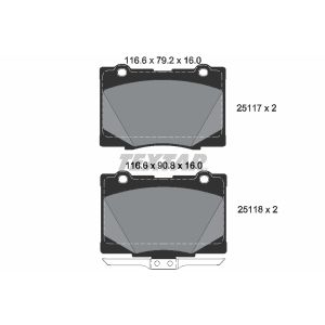 Jeu de plaquettes de frein TEXTAR 2511701, avant