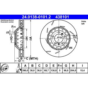 Disco freno ATE 24.0138-0101.2 anteriore, geschlitzt, altamente carbonizzato, 1 pezzo