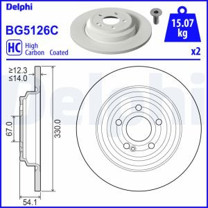 Disco de travão DELPHI BG5126C atrás, completo, altamente carbonizado, 1 Peça