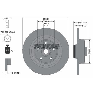 Disque de frein TEXTAR 92159800 à l'arrière, plein, 1 pièce