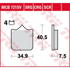 Set di pastiglie freno TRW MCB721SCR Keine Strassenzulassung