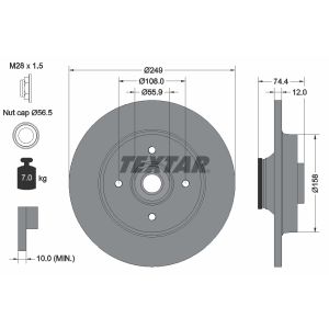 Remschijf TEXTAR 92168703 terug, compleet, 1 stuk