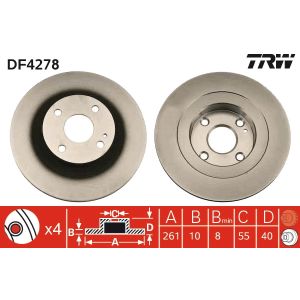 Jarrulevy TRW LUC DF4278 takana, täysi, 1 kpl