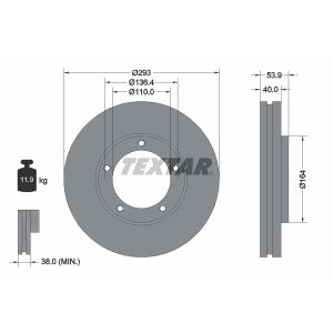 Disco freno TEXTAR 92281703 anteriore, ventilato, 1 pezzo