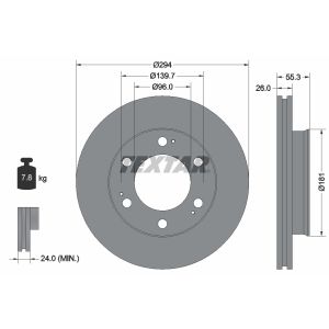 Disque de frein TEXTAR 92229003 avant, ventilé, 1 pièce