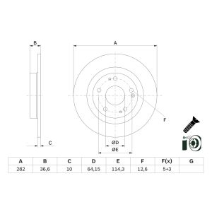 Disque de frein BOSCH 0 986 479 G90 à l'arrière, plein, 1 pièce