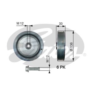 Hihnapyörä, kampiakseli DriveAlign GATES TVD1008A