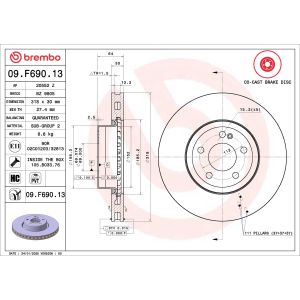 Disco de travão BREMBO 09.F690.13, 1 Peça