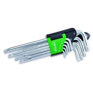 Jeu de clés TORX TOPTUL 9Stk (T10 T15 T20 T25 T27 T30 T40 T45 T50) lang