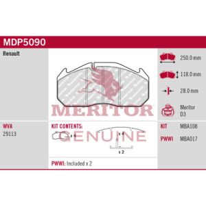 Levyjarrun jarrupalasarja MERITOR MDP5090