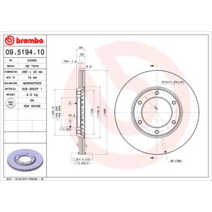 Jarrulevy, tuuletettu BREMBO 09.5194.10, Edessä, 1 kpl