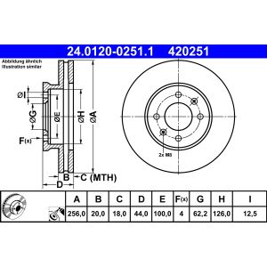 Disco de freno ATE 24.0120-0251.1 frente, ventilado, altamente carbonizado, 1 pieza
