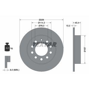 Bremsscheibe TEXTAR 92166700 hinten, voll, 1 Stück