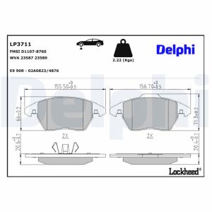 Bremsbelagsatz, Scheibenbremse DELPHI LP3711