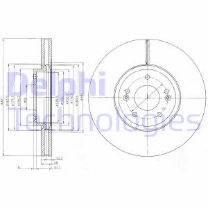 Remschijf DELPHI BG9056C voorkant, geventileerd, 1 stuk