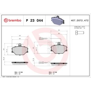 Bremsbelagsatz, Scheibenbremse BREMBO P 23 044
