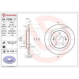 Disco de travão BREMBO 08.F358.11, 1 Peça