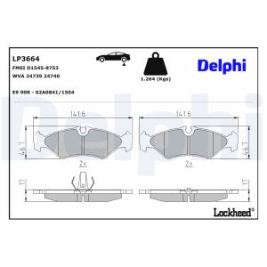 Bromsbeläggssats DELPHI LP3664, bak