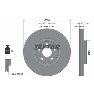 Disco de freno TEXTAR 92334903 vorne, ventilado , 1 Pieza