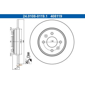 Disque de frein ATE 24.0108-0119.1, 1 pièce