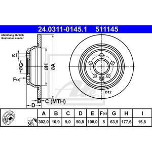Bremsscheibe ATE PowerDisc 24.0311-0145.1, 1 Stück