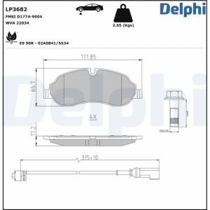 Remblokset DELPHI LP3682, voor