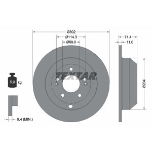 Disque de frein TEXTAR 92223403 arrière, plein, 1 Stück